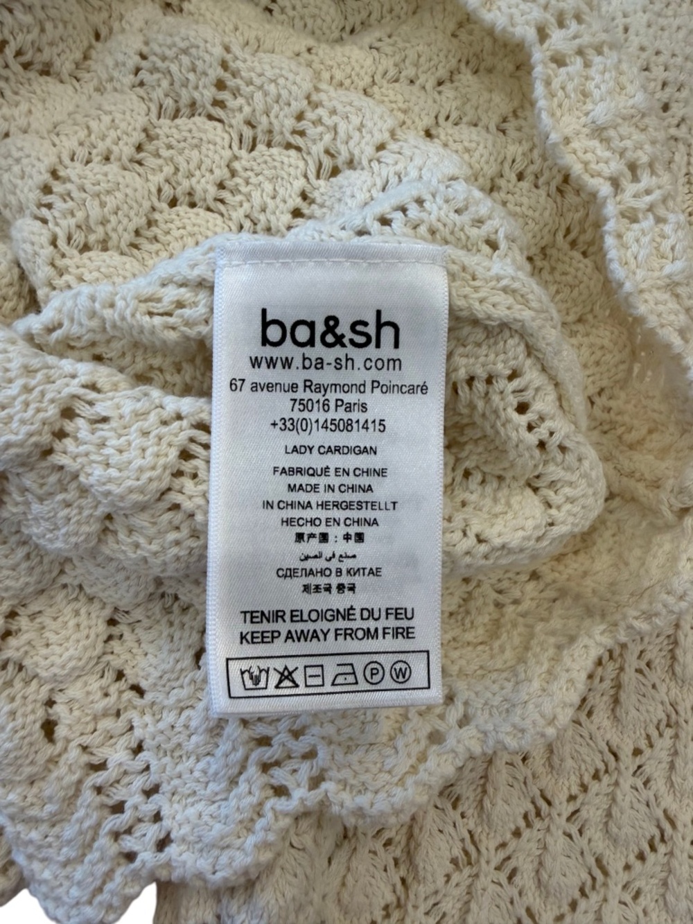 ba&sh Jump Cardigan in Ecru Size S - Picture 7 of 8